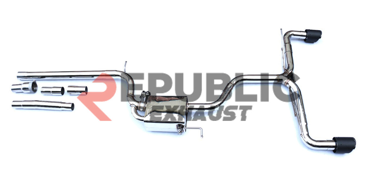 Volkswagen Golf Base MK7 MK7.5 2015 2016 2017 2018 2019 2020 2021 (1.4T) with Aftermarket Parts - Catback Exhaust Dual Tips with Valve Titanium / Stainless Steel from Republic Exhaust