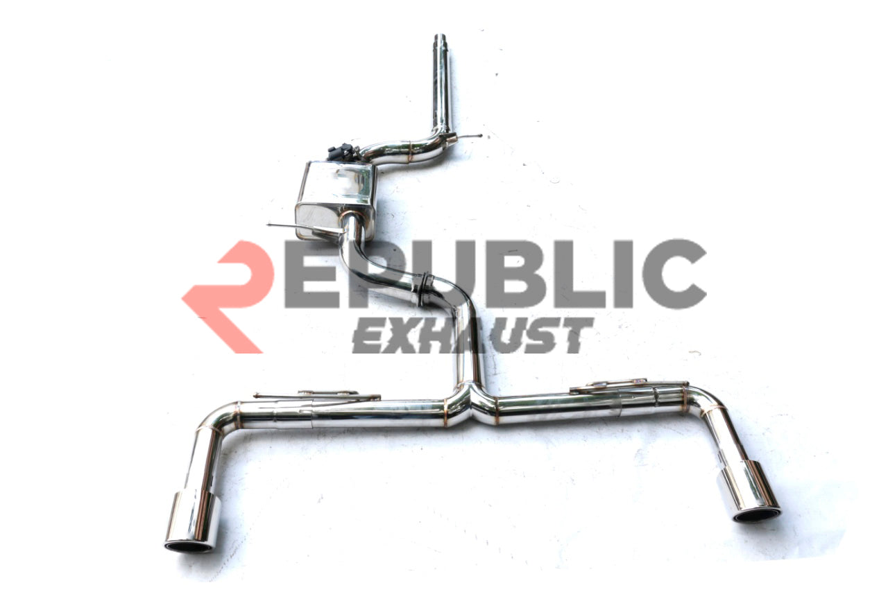 Volkswagen Golf GTI MK7 MK7.5 2015 2016 2017 2018 2019 2020 2021 (2.0T) with Aftermarket Parts - Catback Exhaust Dual Exit Tips with Valve Titanium / Stainless Steel from Republic Exhaust