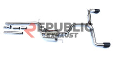 Volkswagen Golf Base MK7 MK7.5 2015 2016 2017 2018 2019 2020 2021 (1.4T) with Aftermarket Parts - Catback Exhaust Dual Tips Titanium / Stainless Steel from Republic Exhaust