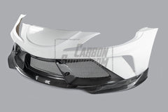Toyota Supra MK5 A90 A91 3.0 2.0 2020 2021 2022 2023 2024 with Aftermarket Parts - Alerion Widebody Front Bumper & Lip Carbon Fiber / FRP from Robot Craftsman