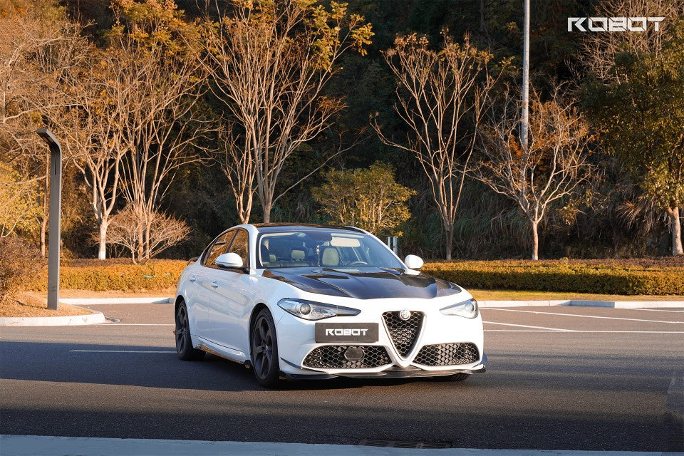 Alfa Romeo Giulia Sport Veloce Ti Sprint RWD AWD 2017 2018 2019 2020 2021 2022 2023 2024 (not suitable for Base and Lusso front bumpers) with Aftermarket Parts - "HIDROGAI" Front Corner Canards Carbon Fiber / FRP from Robot Craftsman