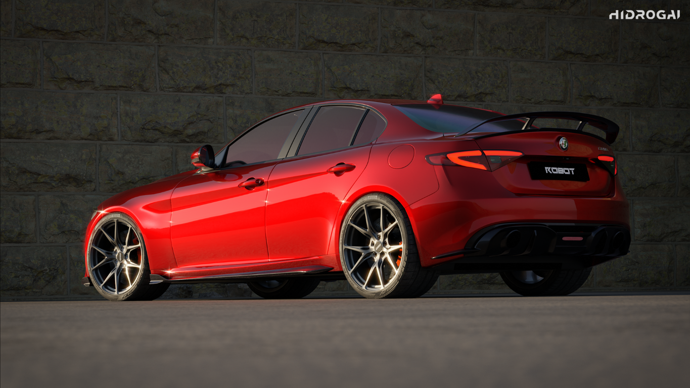 Alfa Romeo Giulia Sport Veloce Ti Sprint RWD AWD Lusso Base 2017 2018 2019 2020 2021 2022 2023 2024 with Aftermarket Parts - "HIDROGAI" Rear Lip Spoiler Carbon Fiber / FRP from Robot Craftsman