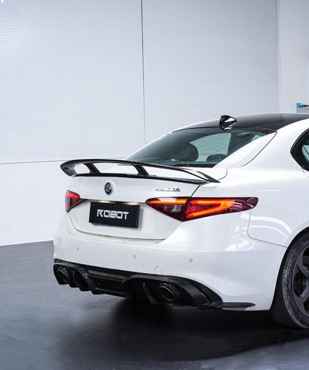 Alfa Romeo Giulia Sport Veloce Ti Sprint RWD AWD Lusso Base 2017 2018 2019 2020 2021 2022 2023 2024 with Aftermarket Parts - "HIDROGAI" Rear Spoiler Wing Carbon Fiber / FRP from Robot Craftsman