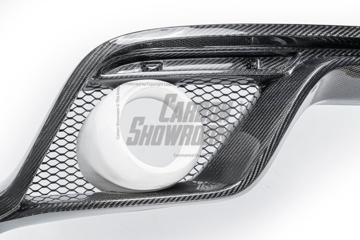 Ford Mustang Ecoboost V6 GT March1 Bullitt S550.1 S550.2 2015-2023 (note: dual exhaust tips) with Aftermarket Parts - CAVALIER Rear Diffuser Carbon Fiber/FRP from Robot Craftsman