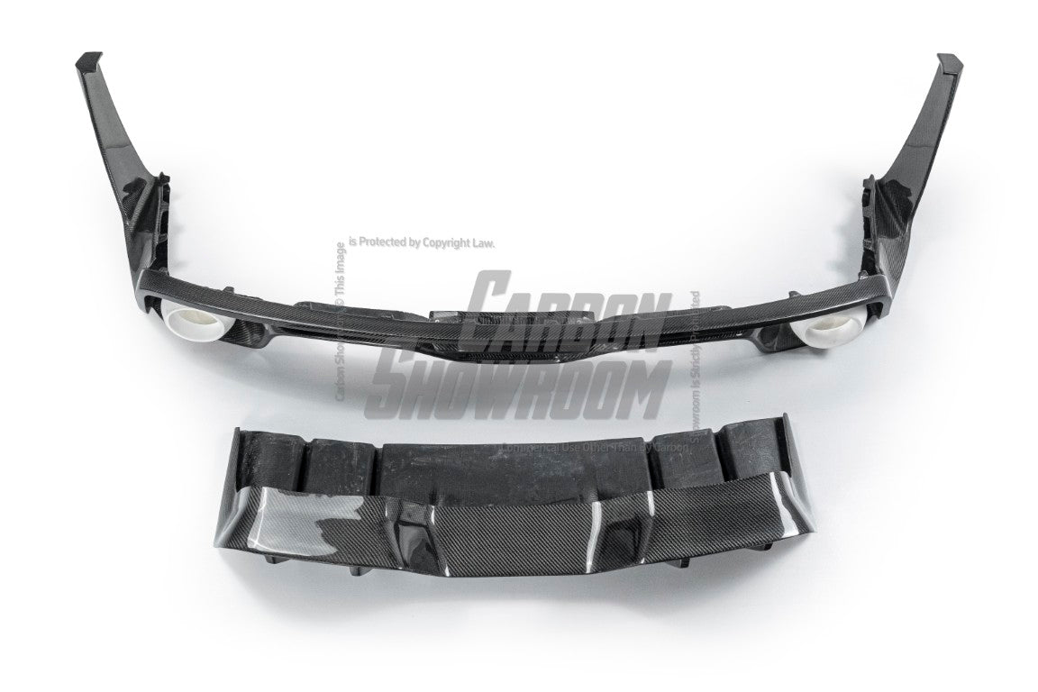 Ford Mustang Ecoboost V6 GT March1 Bullitt S550.1 S550.2 2015-2023 (note: dual exhaust tips) with Aftermarket Parts - CAVALIER Rear Diffuser Carbon Fiber/FRP from Robot Craftsman