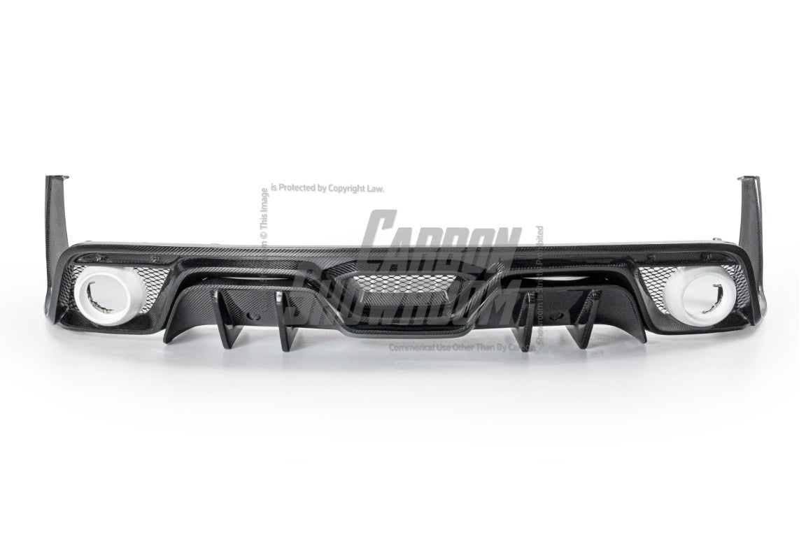 Ford Mustang Ecoboost V6 GT March1 Bullitt S550.1 S550.2 2015-2023 (note: dual exhaust tips) with Aftermarket Parts - CAVALIER Rear Diffuser Carbon Fiber/FRP from Robot Craftsman