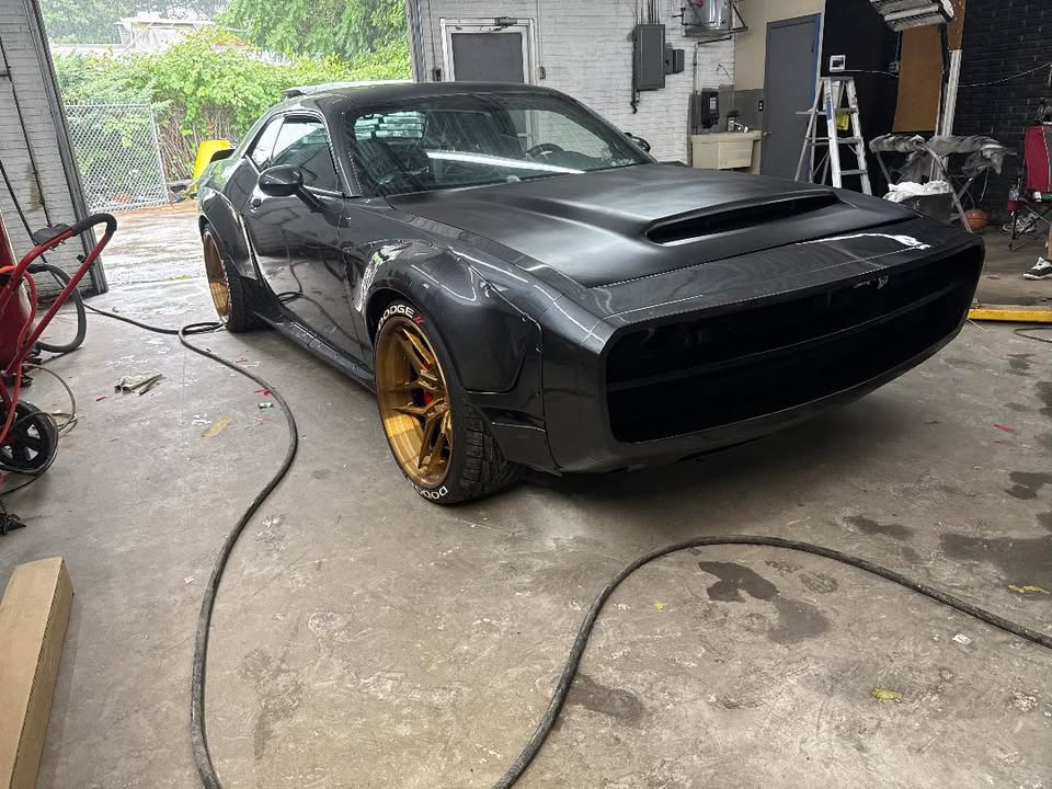 Dodge Challenger Demon Redeye Hellcat T/A Scat Pack 392 SRT R/T SXT SE 2008 2009 2010 2011 2012 2013 2014 2015 2016 2017 2018 2019 2020 2021 2022 2023 with Aftermarket Parts - "CHOPPER" Front Bumper Carbon Fiber / FRP from Robot Craftsman