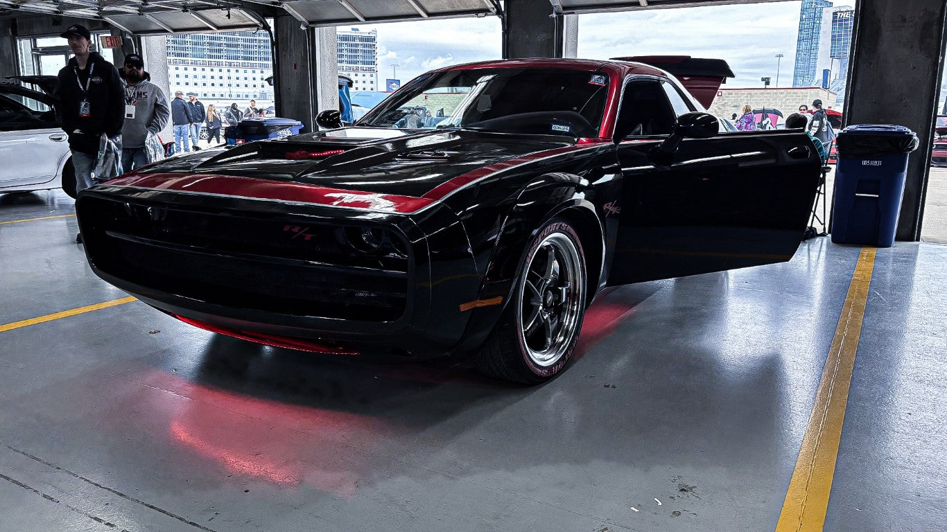 Dodge Challenger Demon Redeye Hellcat T/A Scat Pack 392 SRT R/T SXT SE 2008 2009 2010 2011 2012 2013 2014 2015 2016 2017 2018 2019 2020 2021 2022 2023 with Aftermarket Parts - "CHOPPER" Front Bumper Carbon Fiber / FRP from Robot Craftsman