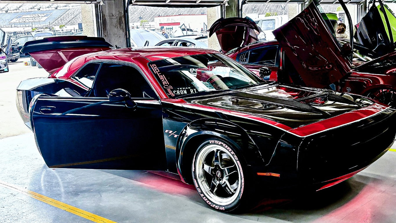 Dodge Challenger Demon Redeye Hellcat T/A Scat Pack 392 SRT R/T SXT SE 2008 2009 2010 2011 2012 2013 2014 2015 2016 2017 2018 2019 2020 2021 2022 2023 with Aftermarket Parts - "CHOPPER" Front Bumper Carbon Fiber / FRP from Robot Craftsman