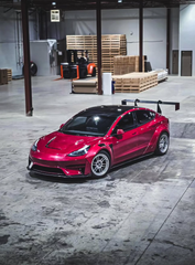 Tesla Model 3 Performance Long Range Standard Base 2017 2018 2019 2020 2021 2022 2023 with Aftermarket Parts - Crypton Front Bumper & Lip Carbon Fiber / FRP from Robot Craftsman