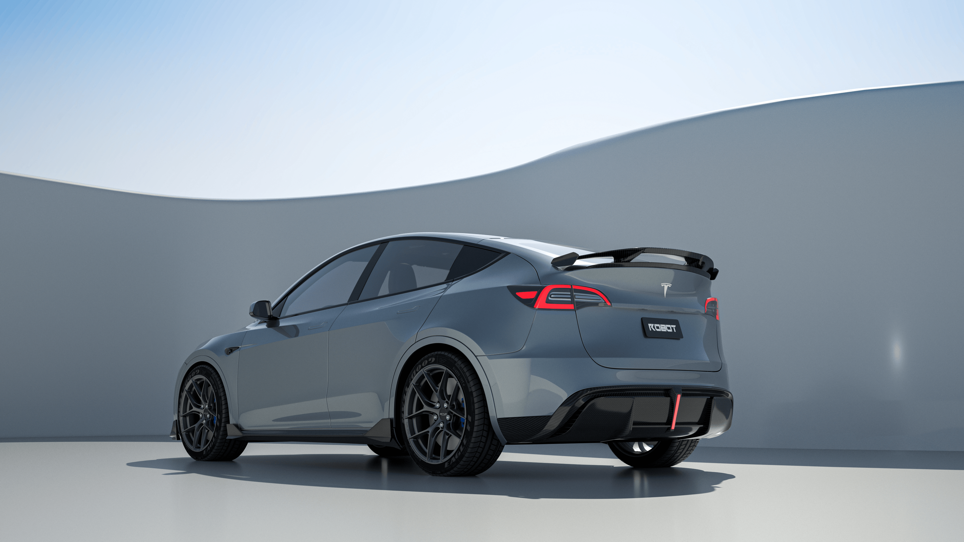 Tesla Model Y Performance AWD Long Range RWD Standard 2020 2021 2023 2024 with Aftermarket Parts - "CRYPTON" Rear Diffuser Carbon Fiber / FRP from Robot Craftsman