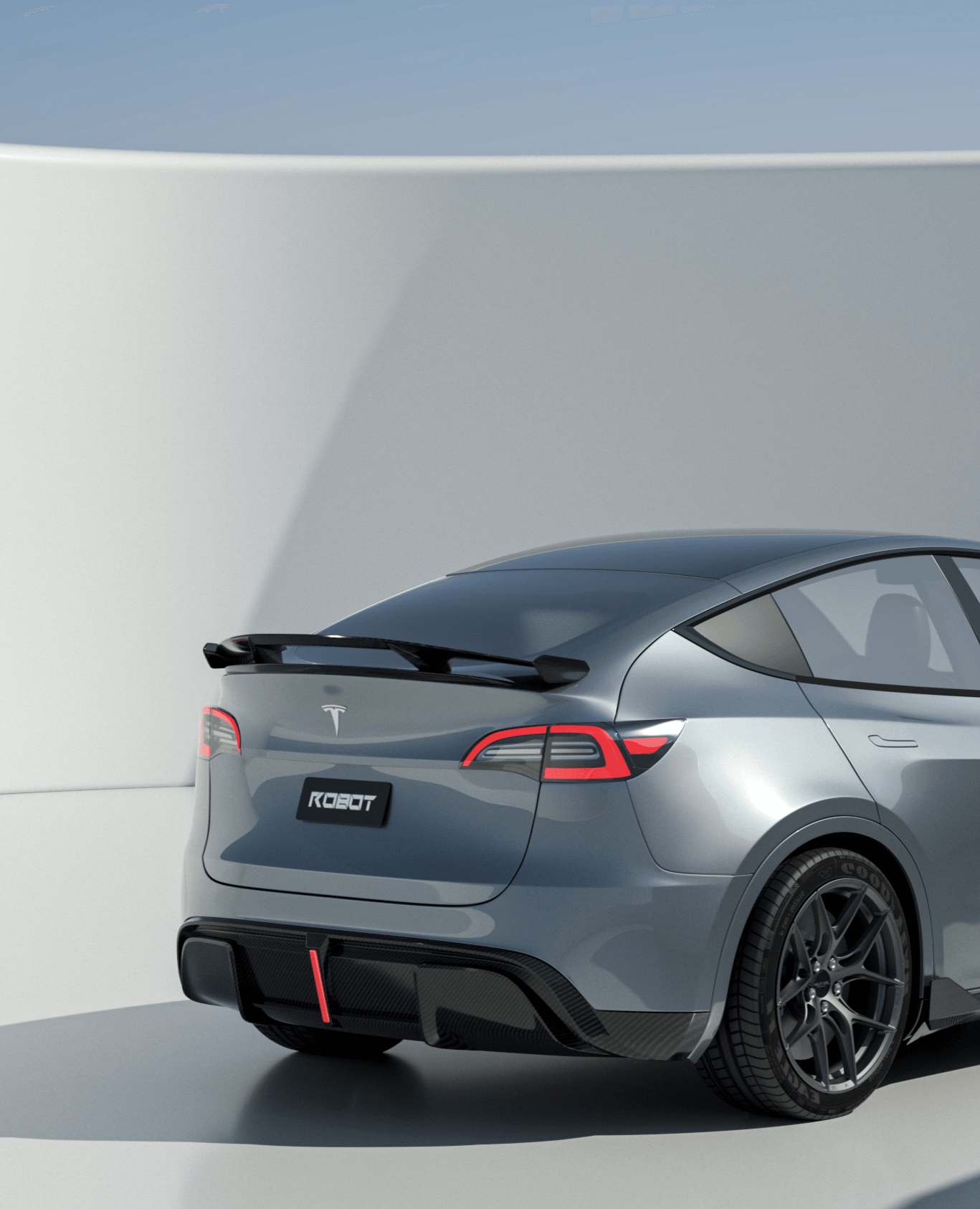 Tesla Model Y Performance AWD Long Range RWD Standard 2020 2021 2023 2024 with Aftermarket Parts - "CRYPTON" Rear Diffuser Carbon Fiber / FRP from Robot Craftsman