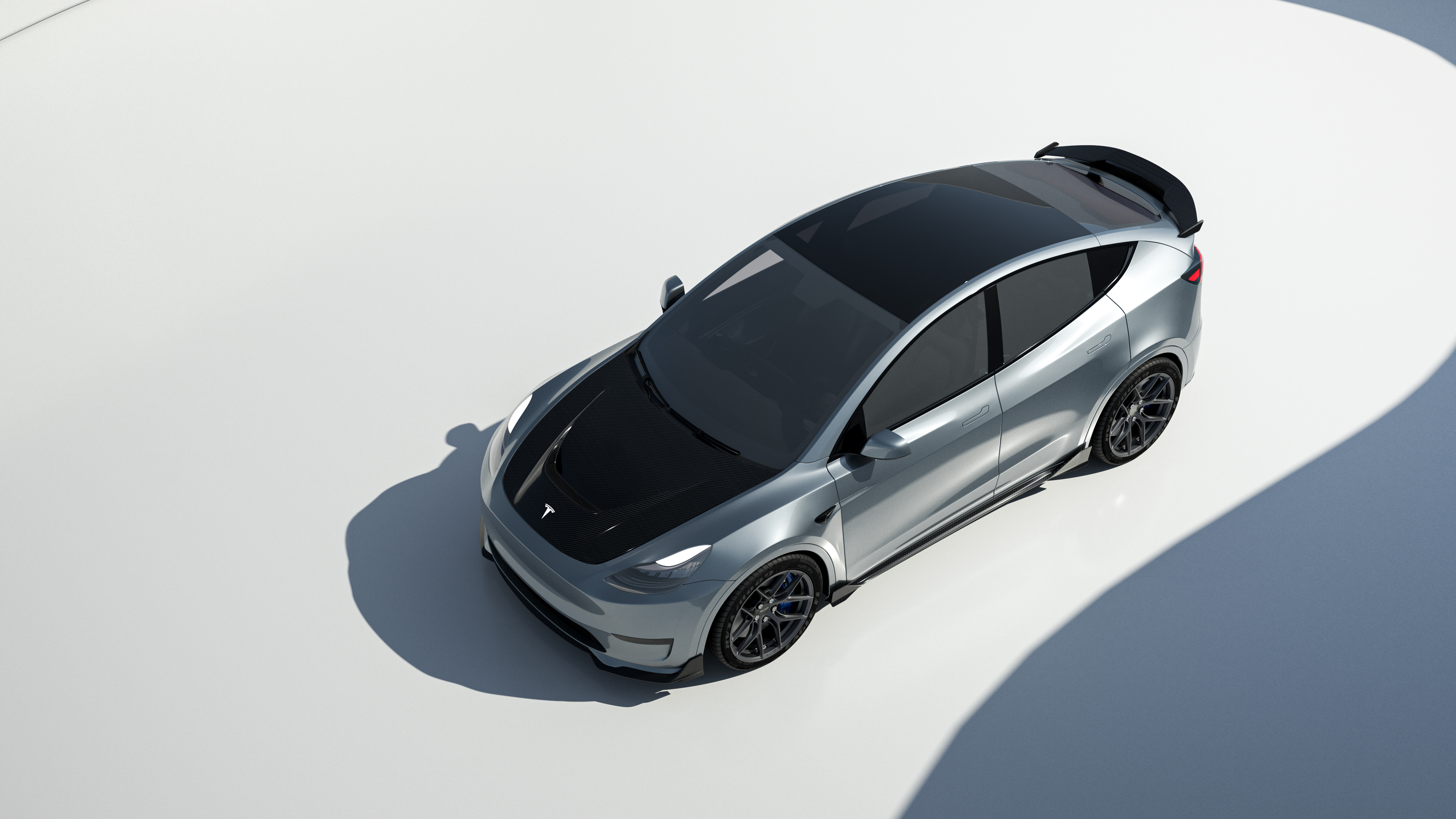 Tesla Model Y Performance AWD Long Range RWD Standard 2020 2021 2023 2024 with Aftermarket Parts - "STARSHIP" Rear Spoiler Wing Carbon Fiber / FRP from Robot Craftsman