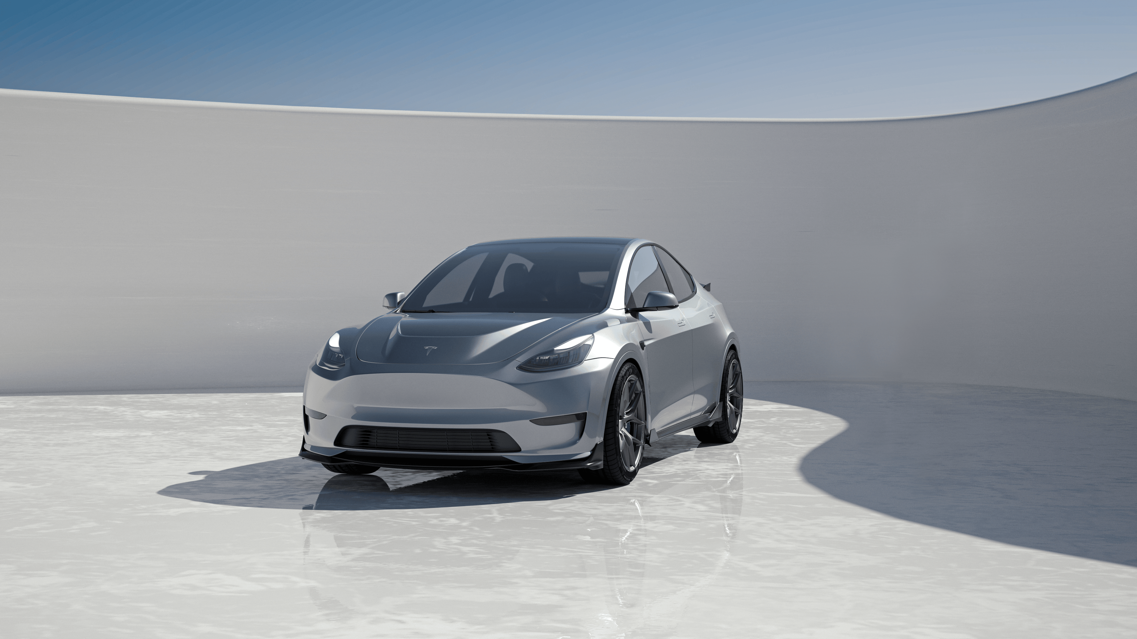 Tesla Model Y Performance AWD Long Range RWD Standard 2020 2021 2023 2024 with Aftermarket Parts - "CRYPTON" Hood Carbon Fiber / FRP from Robot Craftsman