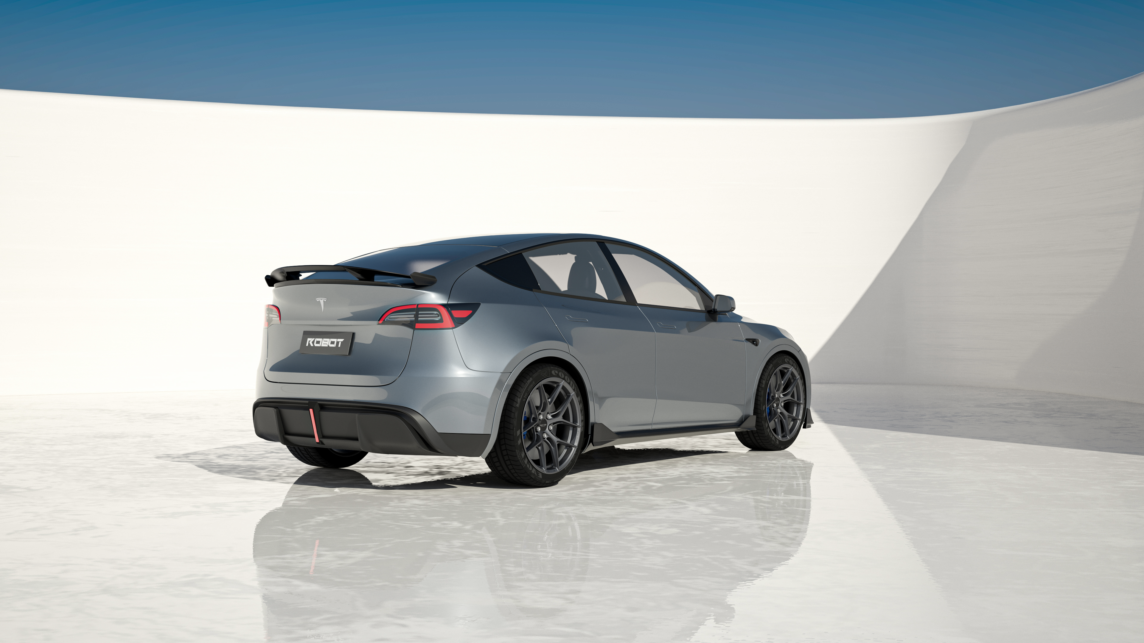 Tesla Model Y Performance AWD Long Range RWD Standard 2020 2021 2023 2024 with Aftermarket Parts - "STARSHIP" Rear Spoiler Wing Carbon Fiber / FRP from Robot Craftsman