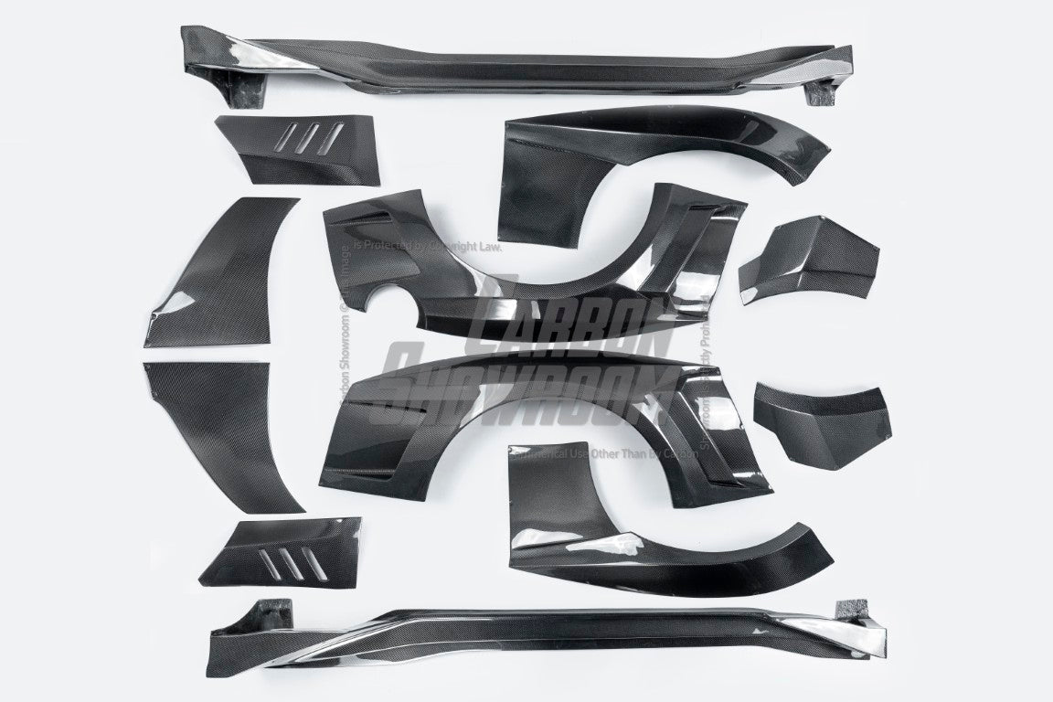 Upgrade Your Ford Mustang Ecoboost V6 GT S550.1 2015 2016 2017 & Mustang Ecoboost V6 GT March1 Bullitt S550.2 2018 2019 2020 2021 2022 2023 with Aftermarket Parts - " DAWN & DUSK " Widebody Fender Flares Wheel Arches & Side Skirts Carbon Fiber / FRP from Robot Craftsman