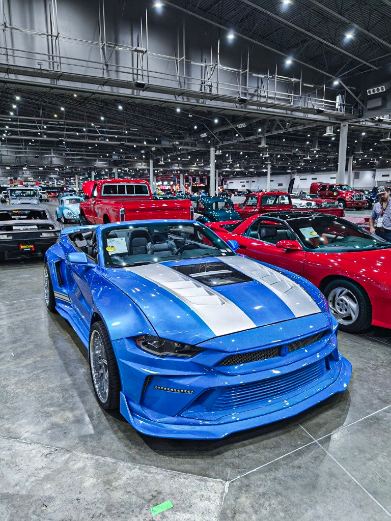 Ford Mustang Ecoboost V6 GT 2015 2016 2017 & Mustang Ecoboost V6 GT S550.1 2015 2016 2017 & Mustang Ecoboost V6 GT March1 Bullitt S550.2 2018 2019 2020 2021 2022 2023 with Aftermarket Parts - DUSK Front Bumper & Lip (Badge included) & Replacement Front Lip Only Carbon Fiber / FRP from Robot Craftsman