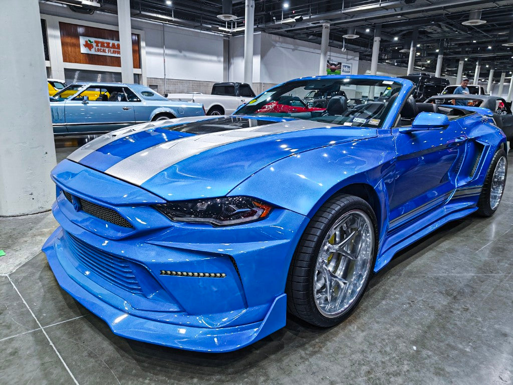 Ford Mustang Ecoboost V6 GT 2015 2016 2017 & Mustang Ecoboost V6 GT S550.1 2015 2016 2017 & Mustang Ecoboost V6 GT March1 Bullitt S550.2 2018 2019 2020 2021 2022 2023 with Aftermarket Parts - DUSK Front Bumper & Lip (Badge included) & Replacement Front Lip Only Carbon Fiber / FRP from Robot Craftsman