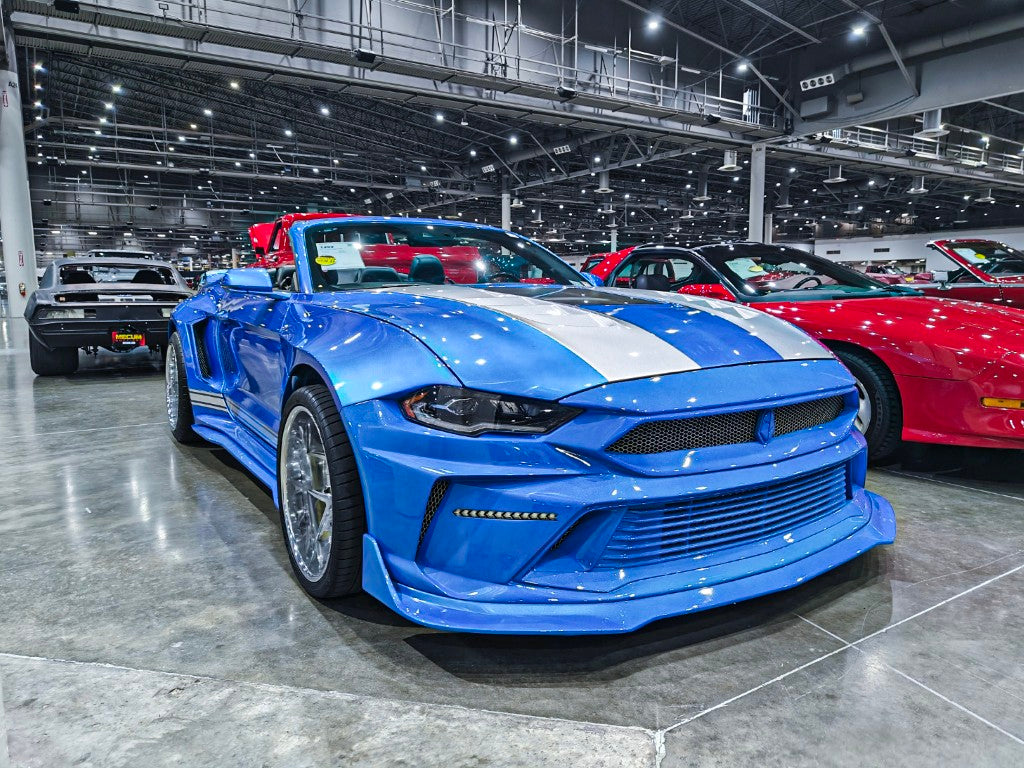Ford Mustang Ecoboost V6 GT 2015 2016 2017 & Mustang Ecoboost V6 GT S550.1 2015 2016 2017 & Mustang Ecoboost V6 GT March1 Bullitt S550.2 2018 2019 2020 2021 2022 2023 with Aftermarket Parts - DUSK Front Bumper & Lip (Badge included) & Replacement Front Lip Only Carbon Fiber / FRP from Robot Craftsman