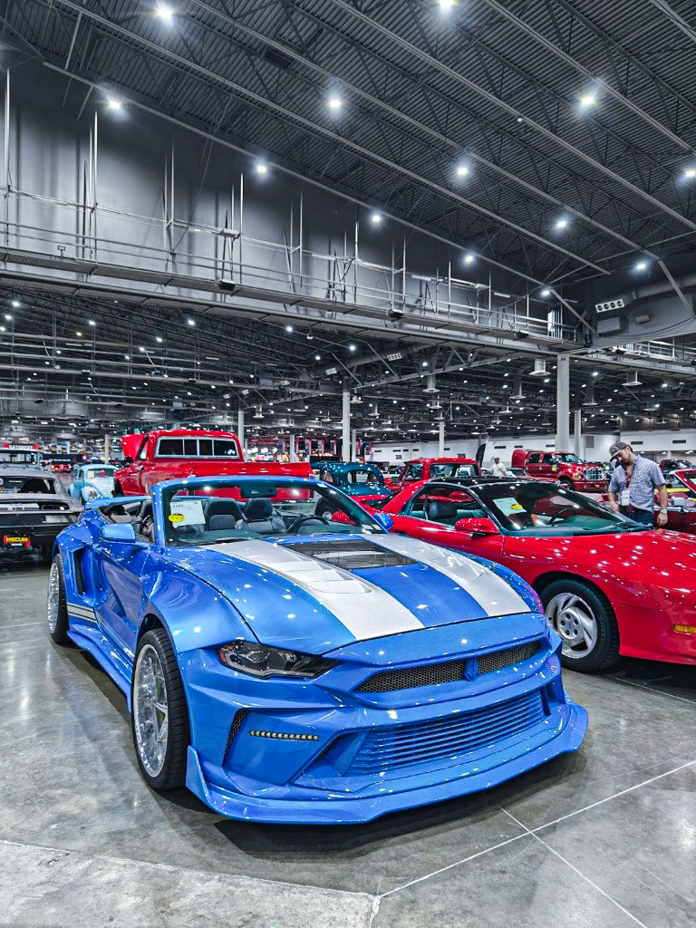 Ford Mustang Ecoboost V6 GT 2015 2016 2017 & Mustang Ecoboost V6 GT S550.1 2015 2016 2017 & Mustang Ecoboost V6 GT March1 Bullitt S550.2 2018 2019 2020 2021 2022 2023 with Aftermarket Parts - DUSK Front Bumper & Lip (Badge included) & Replacement Front Lip Only Carbon Fiber / FRP from Robot Craftsman