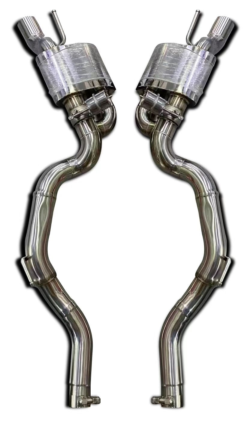 Ford Mustang Ecoboost V6 GT March1 Bullitt S550.1 S550.2 2015 2016 2017 2018 2019 2020 2021 2022 2023 (designed to be installed with ROBOT CRAFTSMAN GTD rear bumper) with Aftermarket Parts - GTD Style Axle Back Exhaust (without valve control) & Axle Back Exhaust (with valve control) Ferrochromium Alloy from Robot Craftsman