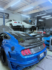 Ford Mustang Ecoboost V6 GT March1 Bullitt S550.1 S550.2 2015 2016 2017 2018 2019 2020 2021 2022 2023 (limits trunk functionality) with Aftermarket Parts - GTD Style Rear Spoiler Wing Carbon Fiber / FRP from Robot Craftsman