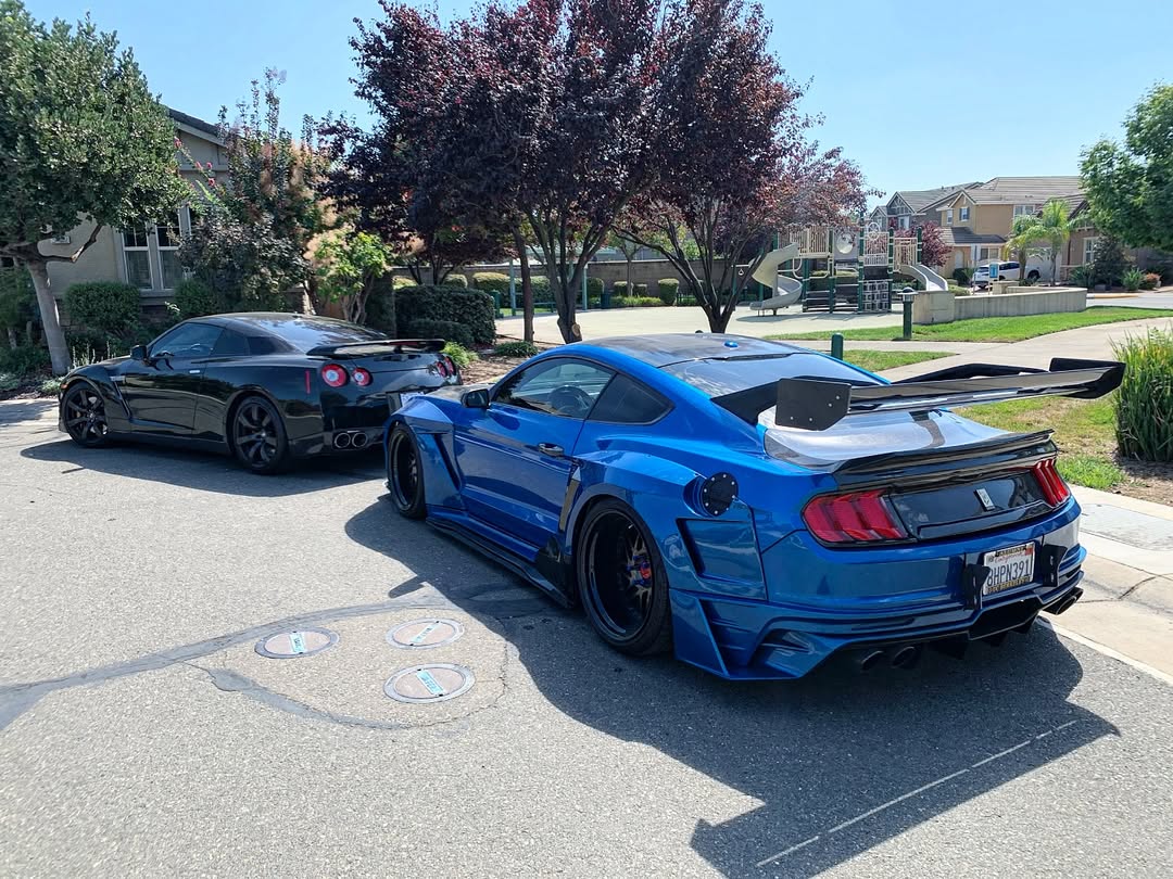 Ford Mustang Ecoboost V6 GT March1 Bullitt S550.1 S550.2 2015 2016 2017 2018 2019 2020 2021 2022 2023 (limits trunk functionality) with Aftermarket Parts - GTD Style Rear Spoiler Wing Carbon Fiber / FRP from Robot Craftsman