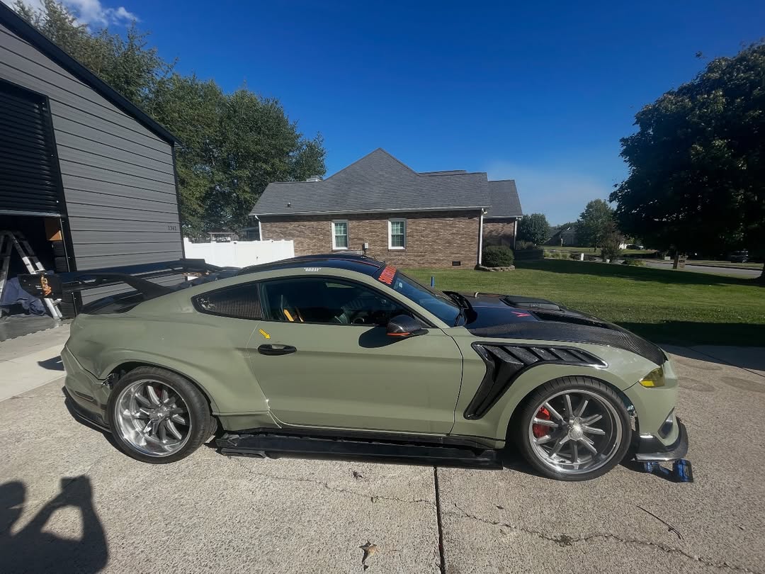 Ford Mustang Ecoboost V6 GT March1 Bullitt S550.1 S550.2 2015 2016 2017 2018 2019 2020 2021 2022 2023 (limits trunk functionality) with Aftermarket Parts - GTD Style Rear Spoiler Wing Carbon Fiber / FRP from Robot Craftsman