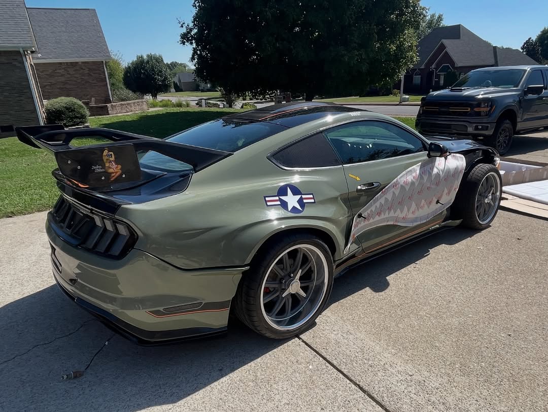 Ford Mustang Ecoboost V6 GT March1 Bullitt S550.1 S550.2 2015 2016 2017 2018 2019 2020 2021 2022 2023 (limits trunk functionality) with Aftermarket Parts - GTD Style Rear Spoiler Wing Carbon Fiber / FRP from Robot Craftsman
