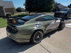 Ford Mustang Ecoboost V6 GT March1 Bullitt S550.1 S550.2 2015 2016 2017 2018 2019 2020 2021 2022 2023 (limits trunk functionality) with Aftermarket Parts - GTD Style Rear Spoiler Wing Carbon Fiber / FRP from Robot Craftsman