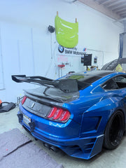 Ford Mustang Ecoboost V6 GT March1 Bullitt S550.1 S550.2 2015 2016 2017 2018 2019 2020 2021 2022 2023 (limits trunk functionality) with Aftermarket Parts - GTD Style Rear Spoiler Wing Carbon Fiber / FRP from Robot Craftsman