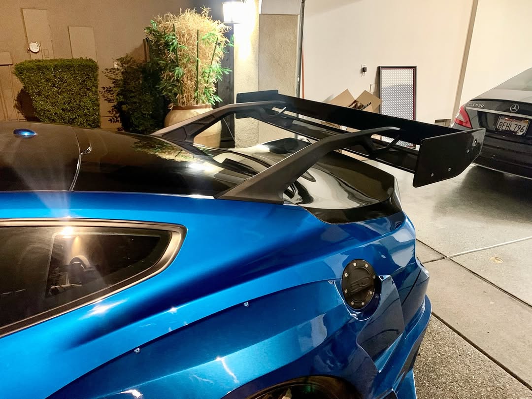 Ford Mustang Ecoboost V6 GT March1 Bullitt S550.1 S550.2 2015 2016 2017 2018 2019 2020 2021 2022 2023 (limits trunk functionality) with Aftermarket Parts - GTD Style Rear Spoiler Wing Carbon Fiber / FRP from Robot Craftsman