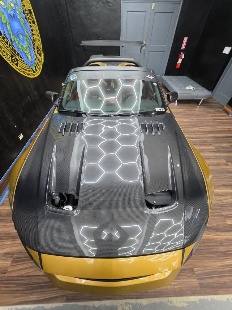 Ford Mustang Ecoboost V6 GT March1 Bullitt S550.2 2018 2019 2020 2021 2022 2023 with Aftermarket Parts - STORM Hood Bonnet Carbon Fiber / FRP from Robot Craftsman