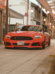 Ford Mustang Ecoboost V6 GT S550.1 2015 2016 2017 & Mustang Ecoboost V6 GT March1 Bullitt S550.1 S550.2 2015 2016 2017 2018 2019 2020 2021 2022 2023 & Mustang Ecoboost V6 GT March1 Bullitt S550.2 2018 2019 2020 2021 2022 2023 with Aftermarket Parts - STORM Widebody Front Bumper & Lip & Replacement Front Lip Only Carbon Fiber/FRP from Robot Craftsman