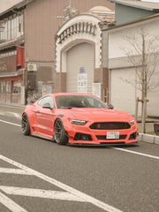 Ford Mustang Ecoboost V6 GT S550.1 2015 2016 2017 & Mustang Ecoboost V6 GT March1 Bullitt S550.1 S550.2 2015 2016 2017 2018 2019 2020 2021 2022 2023 & Mustang Ecoboost V6 GT March1 Bullitt S550.2 2018 2019 2020 2021 2022 2023 with Aftermarket Parts - STORM Widebody Front Bumper & Lip & Replacement Front Lip Only Carbon Fiber/FRP from Robot Craftsman
