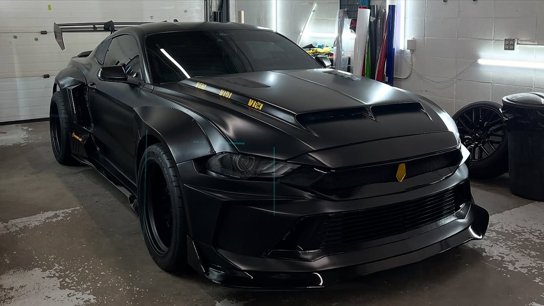 Upgrade Your Ford Mustang Ecoboost V6 GT 2015 2016 2017 & Mustang Ecoboost V6 GT S550.1 2015 2016 2017 & Mustang Ecoboost V6 GT March1 Bullitt S550.2 2018 2019 2020 2021 2022 2023 with Aftermarket Parts - DUSK Front Bumper & Lip (Badge included) & Replacement Front Lip Only Carbon Fiber / FRP from Robot Craftsman