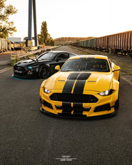 Ford Mustang Ecoboost V6 GT S550.1 2015 2016 2017 & Mustang Ecoboost V6 GT March1 Bullitt S550.1 S550.2 2015 2016 2017 2018 2019 2020 2021 2022 2023 & Mustang Ecoboost V6 GT March1 Bullitt S550.2 2018 2019 2020 2021 2022 2023 with Aftermarket Parts - STORM Widebody Front Bumper & Lip & Replacement Front Lip Only Carbon Fiber/FRP from Robot Craftsman