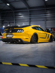 Ford Mustang Ecoboost V6 GT March1 Bullitt S550.1 S550.2 2015-2023 (note: dual exhaust tips) with Aftermarket Parts - "STORM" Rear Diffuser Carbon Fiber / FRP from Robot Craftsman