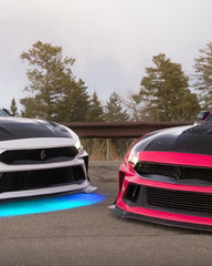 Ford Mustang Ecoboost V6 GT 2015 2016 2017 & Mustang Ecoboost V6 GT S550.1 2015 2016 2017 & Mustang Ecoboost V6 GT March1 Bullitt S550.2 2018 2019 2020 2021 2022 2023 with Aftermarket Parts - DUSK Front Bumper & Lip (Badge included) & Replacement Front Lip Only Carbon Fiber / FRP from Robot Craftsman