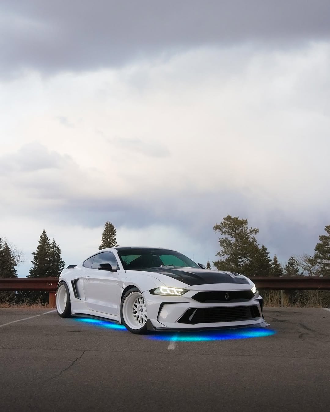 Ford Mustang Ecoboost V6 GT 2015 2016 2017 & Mustang Ecoboost V6 GT S550.1 2015 2016 2017 & Mustang Ecoboost V6 GT March1 Bullitt S550.2 2018 2019 2020 2021 2022 2023 with Aftermarket Parts - DUSK Front Bumper & Lip (Badge included) & Replacement Front Lip Only Carbon Fiber / FRP from Robot Craftsman