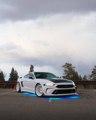 Ford Mustang Ecoboost V6 GT S550.1 2015 2016 2017 & Mustang Ecoboost V6 GT March1 Bullitt S550.2 2018 2019 2020 2021 2022 2023 with Aftermarket Parts - " DAWN & DUSK " Widebody Fender Flares Wheel Arches & Side Skirts Carbon Fiber / FRP from Robot Craftsman