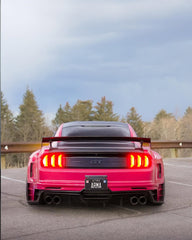 Ford Mustang Ecoboost V6 GT March1 Bullitt S550.1 S550.2 2015 2016 2017 2018 2019 2020 2021 2022 2023 with Aftermarket Parts - DAWN & DUSK Rear Bumper & Diffuser & Exhaust Tip Trim Carbon Fiber / FRP from Robot Craftsman