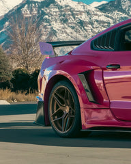 Ford Mustang Ecoboost V6 GT S550.1 2015 2016 2017 & Mustang Ecoboost V6 GT March1 Bullitt S550.2 2018 2019 2020 2021 2022 2023 with Aftermarket Parts - " DAWN & DUSK " Widebody Fender Flares Wheel Arches & Side Skirts Carbon Fiber / FRP from Robot Craftsman