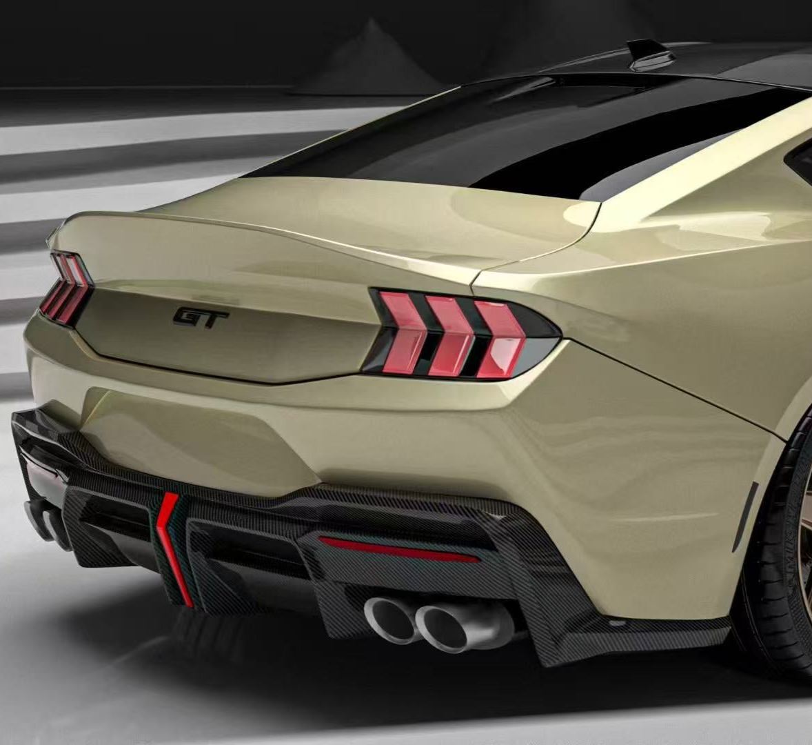 Ford Mustang S650 2.3 Ecoboost 5.0 GT Dark Horse 2024-ON with Aftermarket Parts - DARKSTAR Rear Spoiler Carbon Fiber / FRP from Robot Craftsman