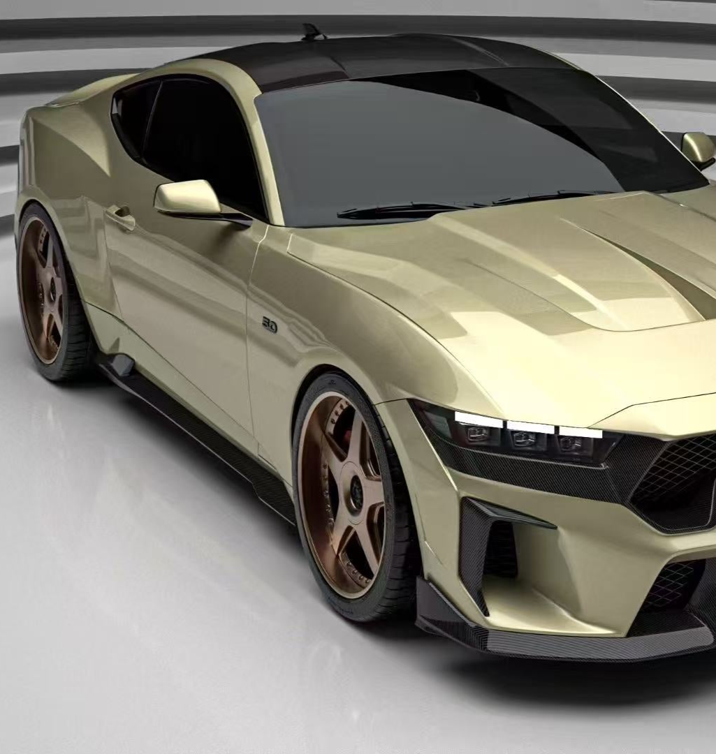 Ford Mustang S650 2.3 Ecoboost 5.0 GT Dark Horse 2024-ON with Aftermarket Parts - DARKSTAR Side Skirts Carbon Fiber / FRP from Robot Craftsman