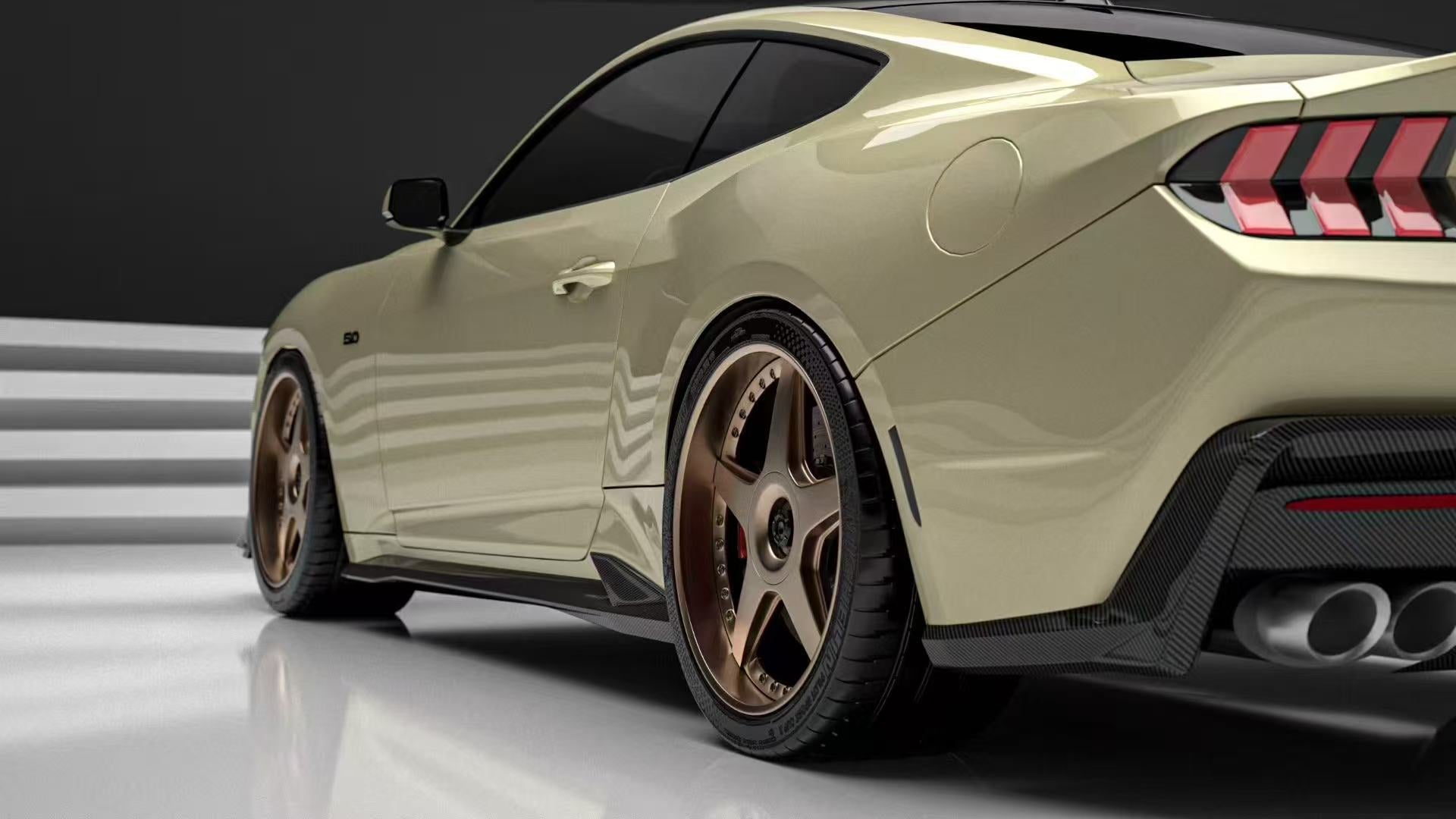 Ford Mustang S650 2.3 Ecoboost 5.0 GT Dark Horse 2024-ON with Aftermarket Parts - DARKSTAR Side Skirts Carbon Fiber / FRP from Robot Craftsman
