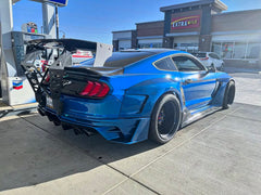 Ford Mustang Ecoboost V6 GT March1 Bullitt S550.1 S550.2 2015 2016 2017 2018 2019 2020 2021 2022 2023 with Aftermarket Parts - DAWN & DUSK Rear Bumper & Diffuser & Exhaust Tip Trim Carbon Fiber / FRP from Robot Craftsman