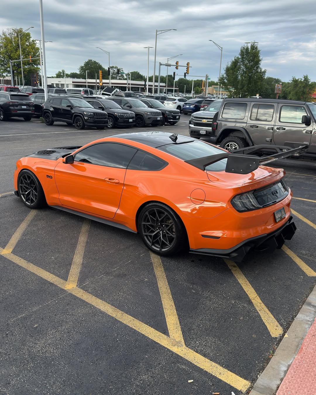 Ford Mustang Ecoboost V6 GT March1 Bullitt S550.1 S550.2 2015 2016 2017 2018 2019 2020 2021 2022 2023 (limits trunk functionality) with Aftermarket Parts - GTD Style Rear Spoiler Wing Carbon Fiber / FRP from Robot Craftsman