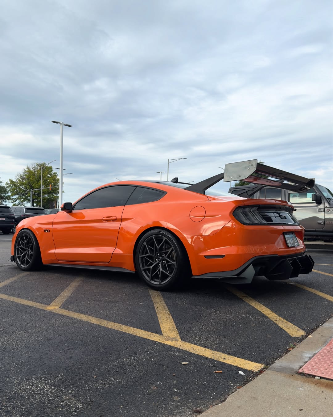 Ford Mustang Ecoboost V6 GT March1 Bullitt S550.1 S550.2 2015 2016 2017 2018 2019 2020 2021 2022 2023 (limits trunk functionality) with Aftermarket Parts - GTD Style Rear Spoiler Wing Carbon Fiber / FRP from Robot Craftsman