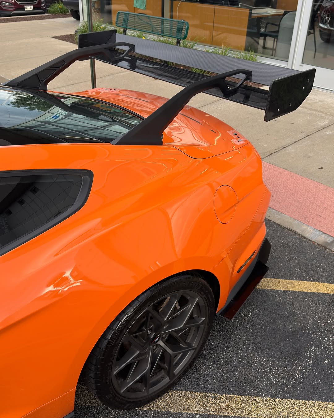 Ford Mustang Ecoboost V6 GT March1 Bullitt S550.1 S550.2 2015 2016 2017 2018 2019 2020 2021 2022 2023 (limits trunk functionality) with Aftermarket Parts - GTD Style Rear Spoiler Wing Carbon Fiber / FRP from Robot Craftsman